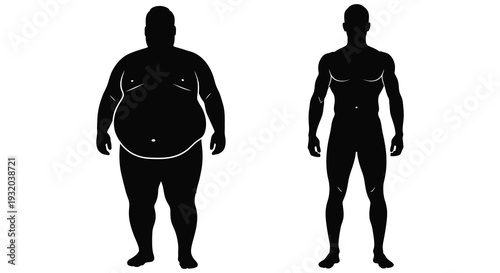 Silhouette comparison of an overweight and athletic male physique