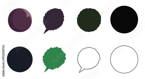 Abstract collection of colorful and monochrome speech bubbles and circles