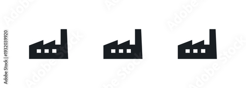 Minimalist Factory Symbol. Business operations context depicted by a minimalist factory building with chimney and rectangular body