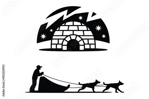 Igloo and Dog Sledding Icons