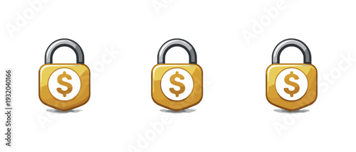Three golden padlocks with dollar signs symbolizing financial security and protection
