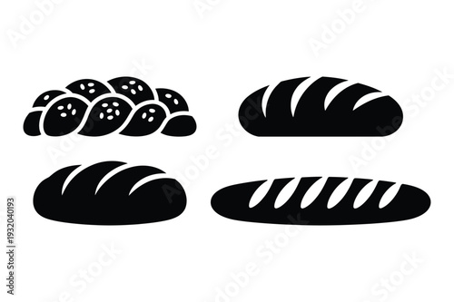 Bread and Baked Goods Vector Icons - Black and White