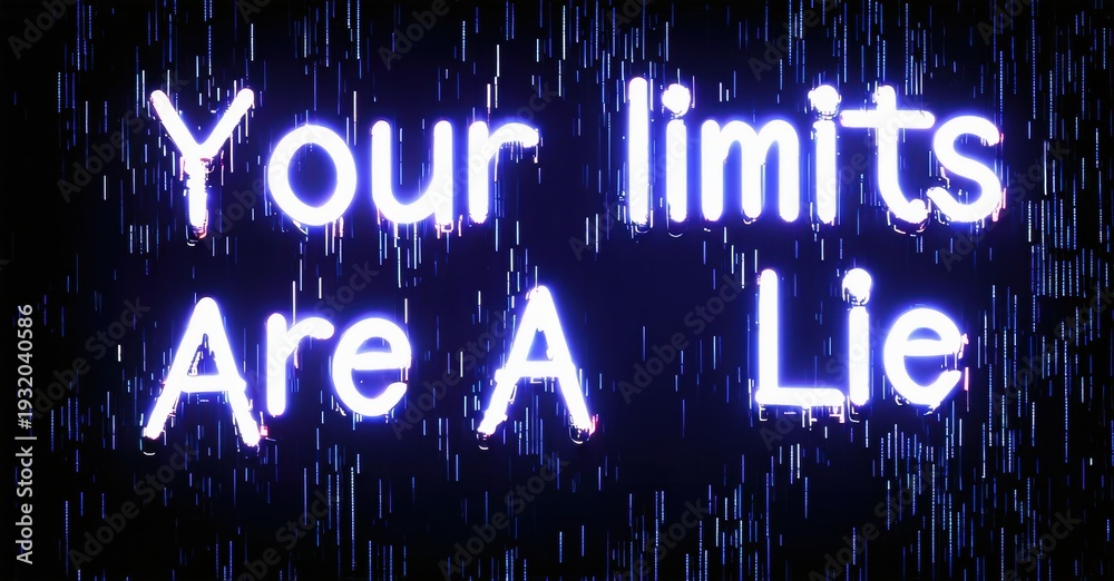 Fototapeta premium Bright neon sign displays motivational phrase. Dark background enhances glowing text. Simple design, impactful message.