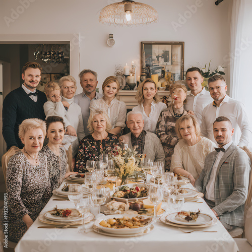 Family enjoying Thanksgiving dinner together at home