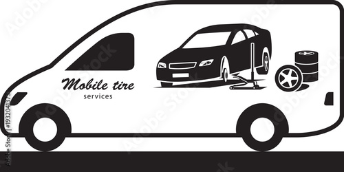 Mobile car tire change service – vector illustration