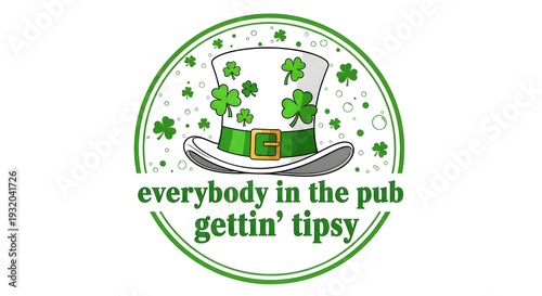 A whimsical pub scene with clover and a lively crowd enjoying themselves