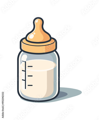 Simple illustration of a baby bottle filled with milk, ready for feeding time