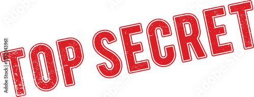 Red distressed stamp with the words TOPSECRET angled on a white background