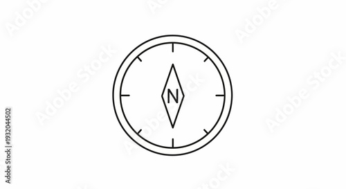 Minimalist compass illustration on white background navigation and direction concept