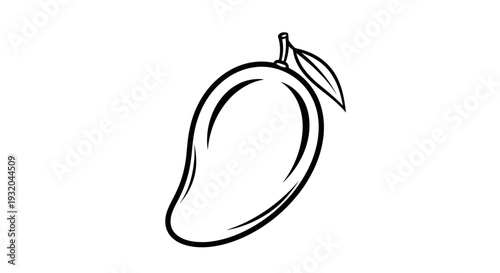 Black and white mango illustration isolated on a white background fruit design