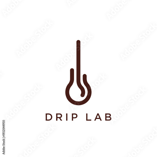 Laboratory flask with coffee drip logo for modern caffeine science Drip Lab