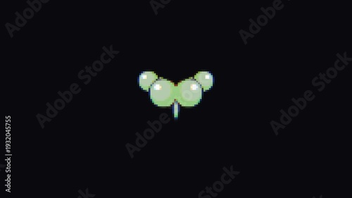 Green Balls Forming Shapes on Black Background.