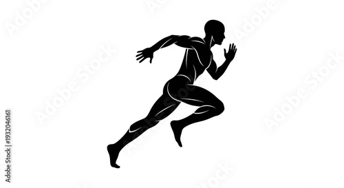 dynamic male runner silhouette in a powerful sprinting motion perfect for illustrating fitness speed and athletic training.
