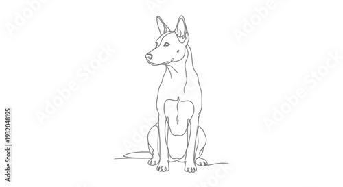 Sitting dog line art