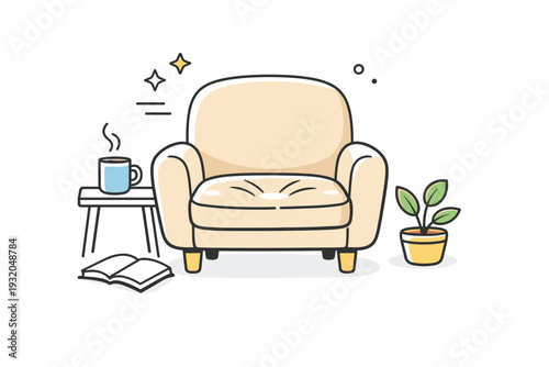 Vacated warm seating. An upholstered chair with pressure marks and soft lighting across the fabric, quiet tension of just-left warmth. Subtle storytelling in