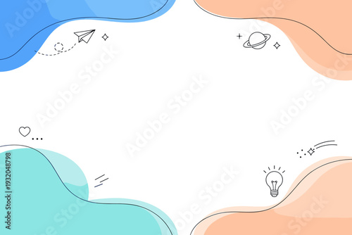 Modern color transitions. Abstract editorial backdrop with flowing color transitions framing empty space. Clean professional design suitable for