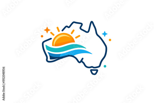 Australia modern national identity expressing openness, confidence, and connection to land and culture. A compact visual metaphor with the outline of Australia