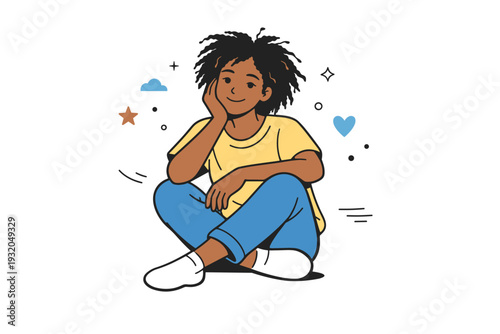 Everyday natural hair texture. A person shown in a relaxed pose with slightly messy, natural hair texture. Honest, unpolished appearance conveying authenticity