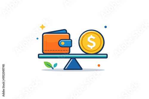 Minimalist lifestyle highlighting financial clarity and conscious spending. A simple visual metaphor combining a wallet or coin symbol with clean geometric