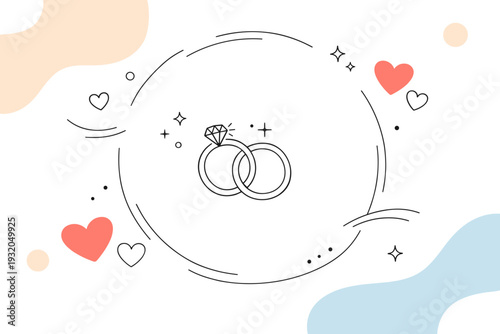Engagement announcement backgrounds. Abstract editorial background featuring subtle rings, hearts, and organic shapes, expressing warmth, elegance, and modern