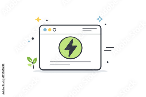 Focus and productivity. Editorial-style icon showing a leaf or lightning symbol inside a simple window or task card, expressing clarity, concentration, and