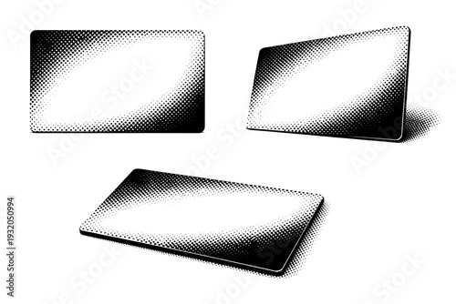 Halftone dotted gift card template ? minimal blank surface. A minimal gift card template with smooth blank surface and accurate card proportions, shown as one