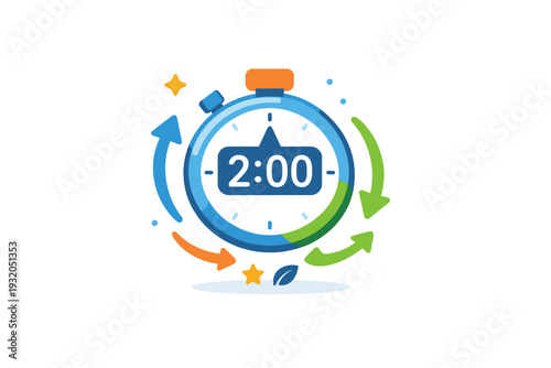 Guided breathing routine depicted as a timer icon paired with smooth directional arrows, suggesting structured practice gentle guidance and daily wellness