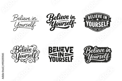 Self-improvement inspirational lettering. Set lettering. harmonious lettering variations of the same emblematic concept, each with different artistic