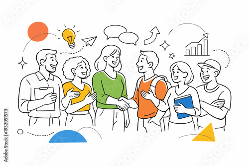 Collective Growth Experience. People standing together after a session, smiling and exchanging ideas. A warm, empowering scene about connection, confidence,