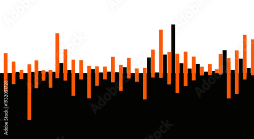 sound wave, orange and black bars on white background
