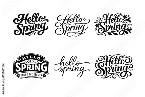 Spring Motivation. Set lettering. harmonious lettering variations of the same emblematic concept, each with different artistic interpretation (Bold