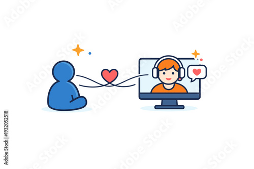 Parasocial relationships exploring one sided emotional attachment formed through digital media and online personalities. A compact visual metaphor showing a
