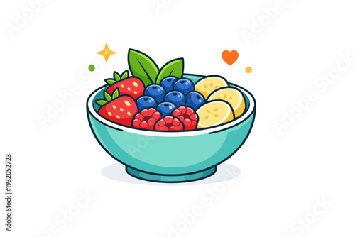 Healthy breakfast bowls inspired by plant-based eating shown through a bowl filled with berries, sliced banana, and leafy accents, conveying lightness and