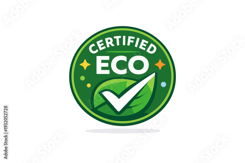 Sustainable certification badge reflecting environmental responsibility and clean business ethics A round green emblem marked Certified Eco with a checkmark