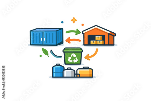 Collaborative resource management represented by storage containers or simple infrastructure elements linked together to show organized distribution and