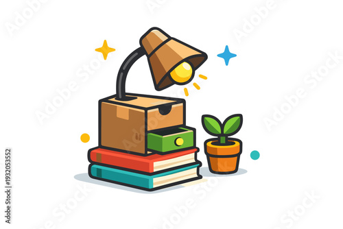 Second life of products focused on upcycling culture, illustrated by a box or bottle redesigned into a useful household item with clean visual transitions. The