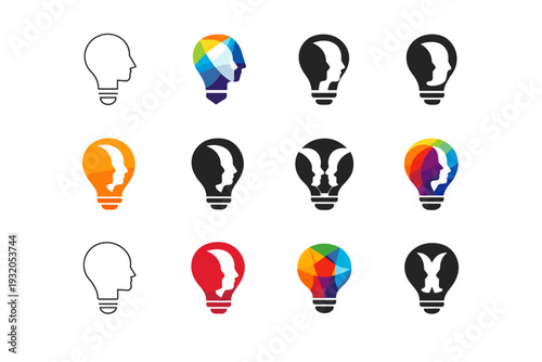 Contemporary art movements. Icon set. Set Logo of contemporary art movements: conceptual idea symbol. harmonious logo variations of the same emblematic