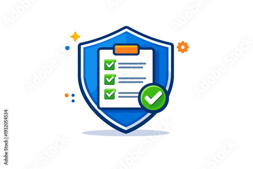 Compliance officer checklist shield presented as a strong visual metaphor where a verified checklist sits inside a protective shield, conveying control,