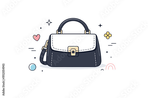 Fashion accessory. A stylish handbag displayed as a central object, highlighting shape and design. Elegant lifestyle mood with plenty of white space.