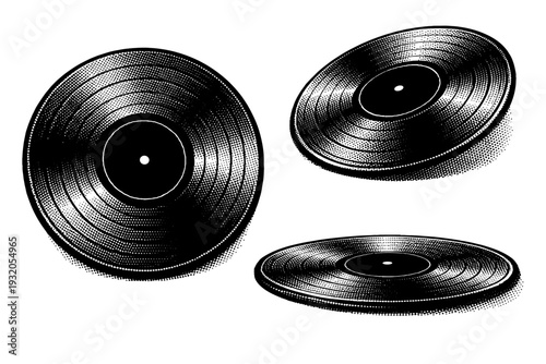 Vinyl Record ? grooved surface focus. A vinyl record emphasizing the fine concentric grooves and smooth disc geometry, depicted as one consistent record shown