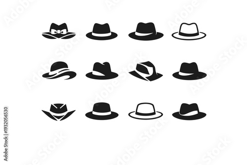 fashion accessories. Icon set. Set Logo of fashion accessories: hat. harmonious logo variations of the same emblematic concept, each with different artistic