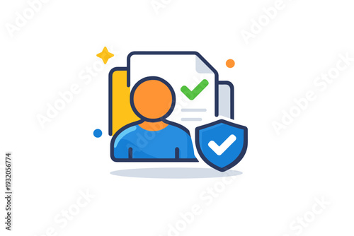 Ownership and accountability markers visualized as layered profile and document symbols forming a cohesive badge, communicating clear attribution and personal
