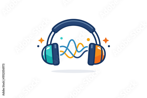 Micro joys visualized as a pair of headphones with gentle music waves and soft stars, communicating calm focus and pleasure found in a favorite