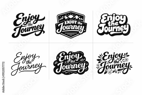 Enjoy the Journey. Set lettering. harmonious lettering variations of the same emblematic concept, each with different artistic interpretation (Bold