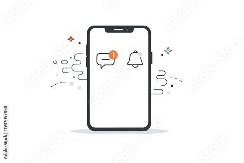 Reduced notifications. A smartphone with only one or two gentle notification symbols, others dissolving into abstract shapes. Calm and non-intrusive digital
