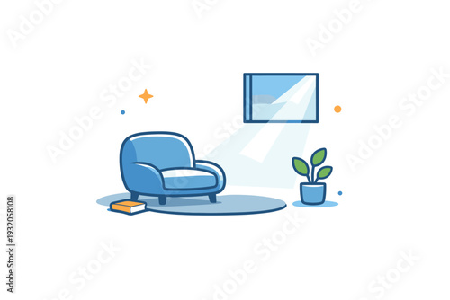 Quiet spaces in modern interiors expressed by a minimal window and soft light rays, creating a feeling of privacy, safety, and peaceful isolation. Minimalist