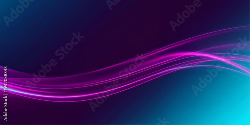 Abstract purple background with flowing pink and blue light waves and smooth curved lines design