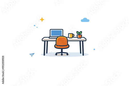 Remote work isolation illustrated by a home desk surrounded by empty space, conveying quiet, repetition, and limited human contact. A calm editorial concept of