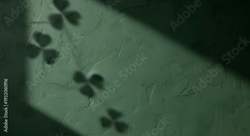 St Patrick’s Day Shamrock Shadow on Green Textured Wall
