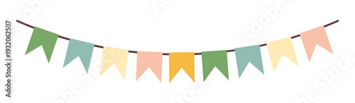 Colorful garland with flags. Flat illustration festive garland for holiday banners, invitations, posters and event decoration.